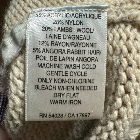 OLD NAVY Short Sleeve FairIsle Turtleneck Sweater Lambswool Angora Blend Size XL - Picture 7 of 7